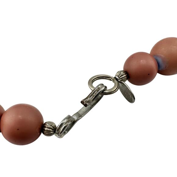 Carolyn Tanner Cream Green Mauve Neutral Tones Beaded Silver Tone 35" Necklace - Picture 5 of 6